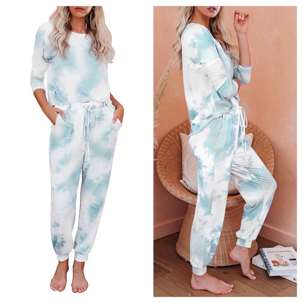 RESTOCKED!! Super Soft Mint Tie Dye Jogger Set - Picture 4 of 6